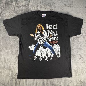 Vintage 90s Ted Nugent Rock Graphic Band T‎ Shirt Hanes Tag XL Made In USA